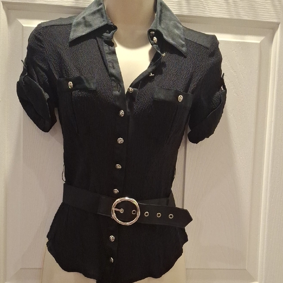 bebe Tops - BEBE Black Button-Up Women's Top